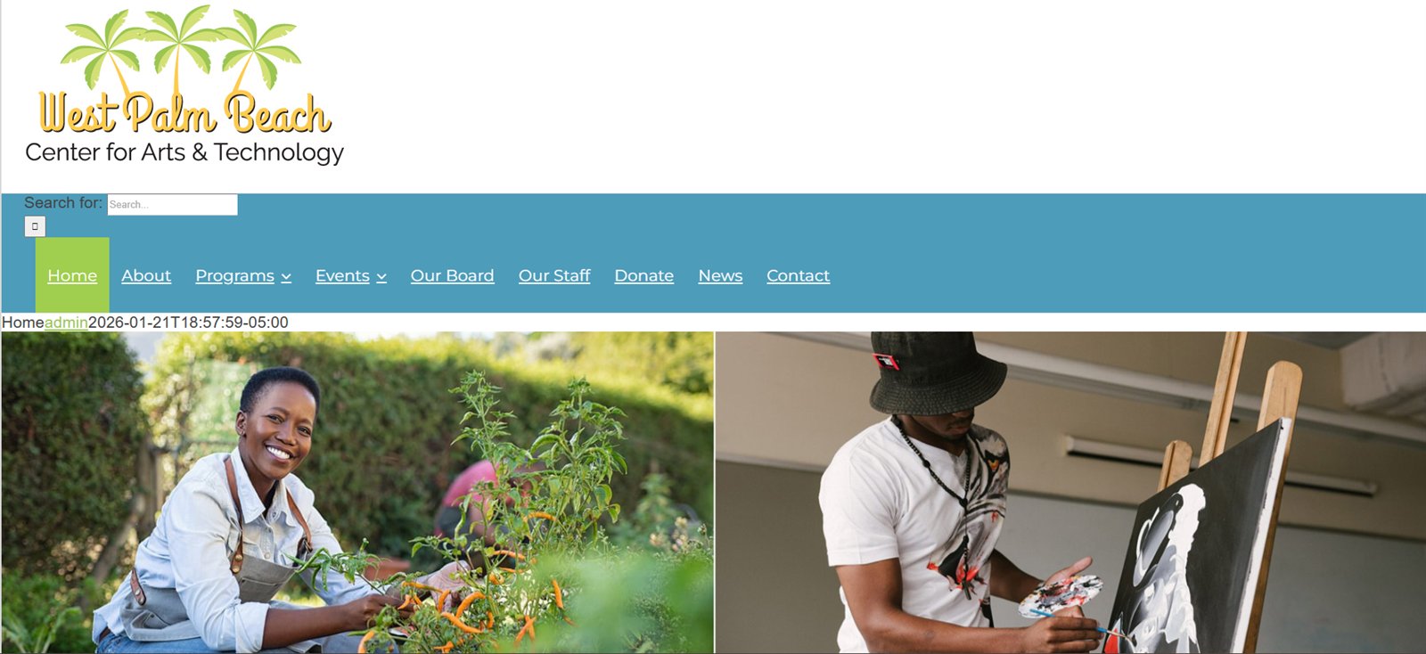 The same homepage before the redesign